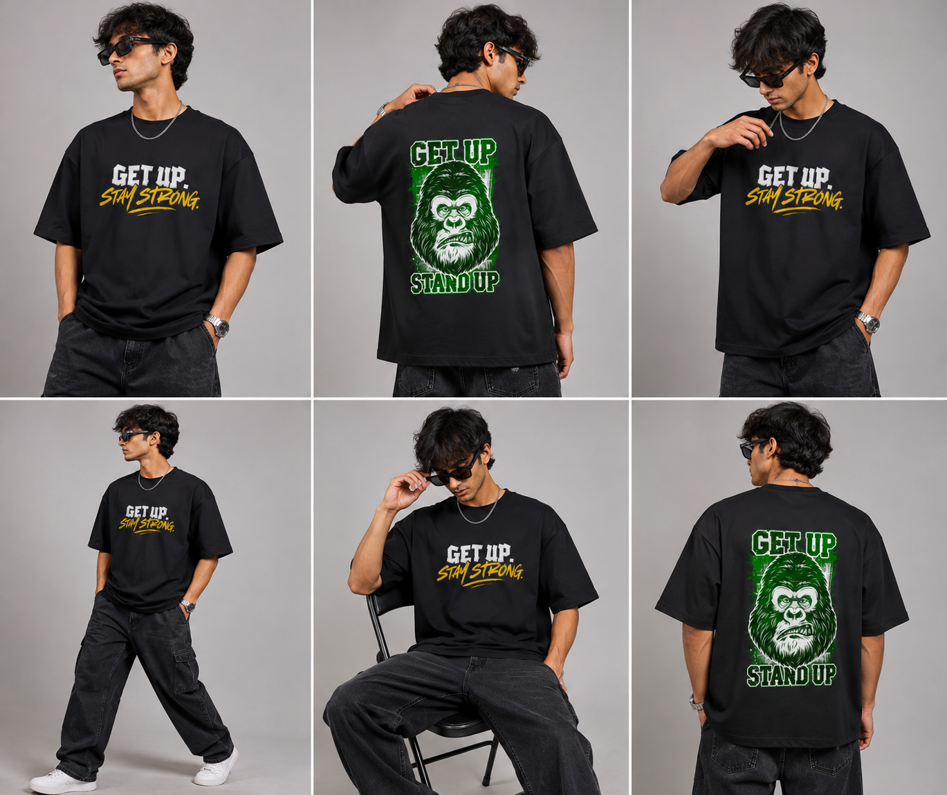 Get Up Stand Up Gorilla Oversized T-Shirt
